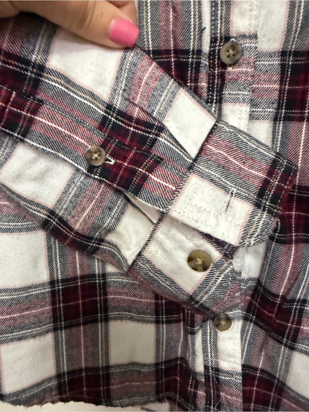 Abercrombie & Fitch Red/White/Black Plaid Flannel Button up Shirt Womens Size XS - Picture 4 of 9